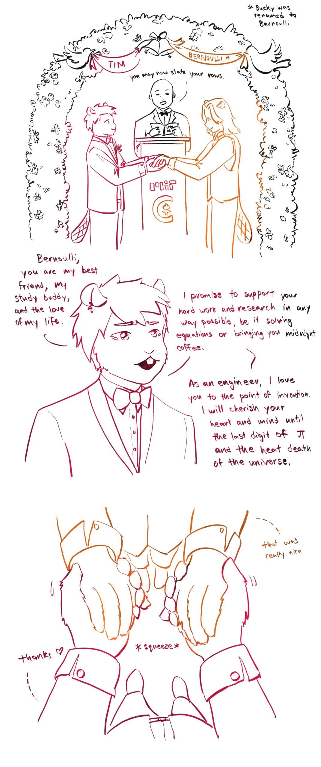 tim says the wedding vows