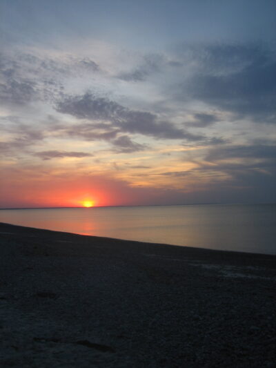 Orange sunset on a beach