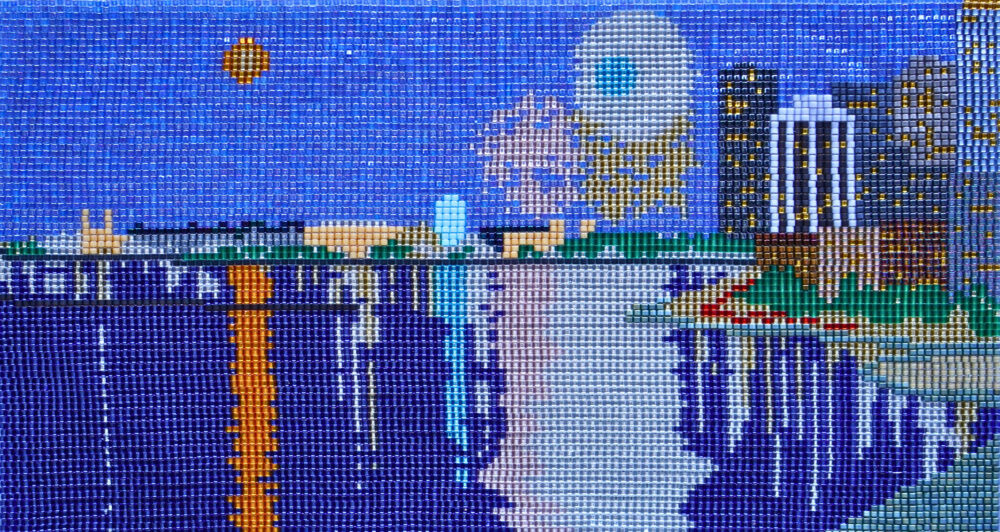 chicago beaded art fireworks over lake