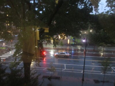 a rainy view of massachusetts ave