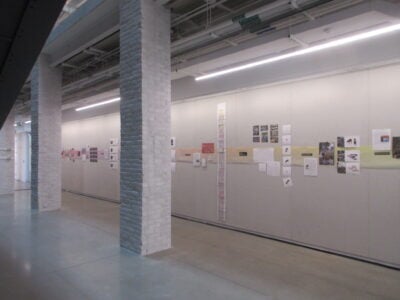 a wall with posters