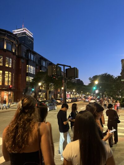 a candid photo out in Boston