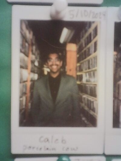 polaroid pinned up on photo wall in WMBR