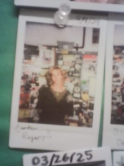 polaroid pinned up on photo wall in WMBR
