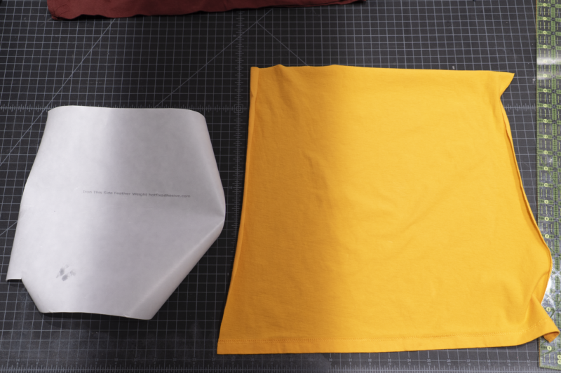 yellow fabric and hotfix adhesive